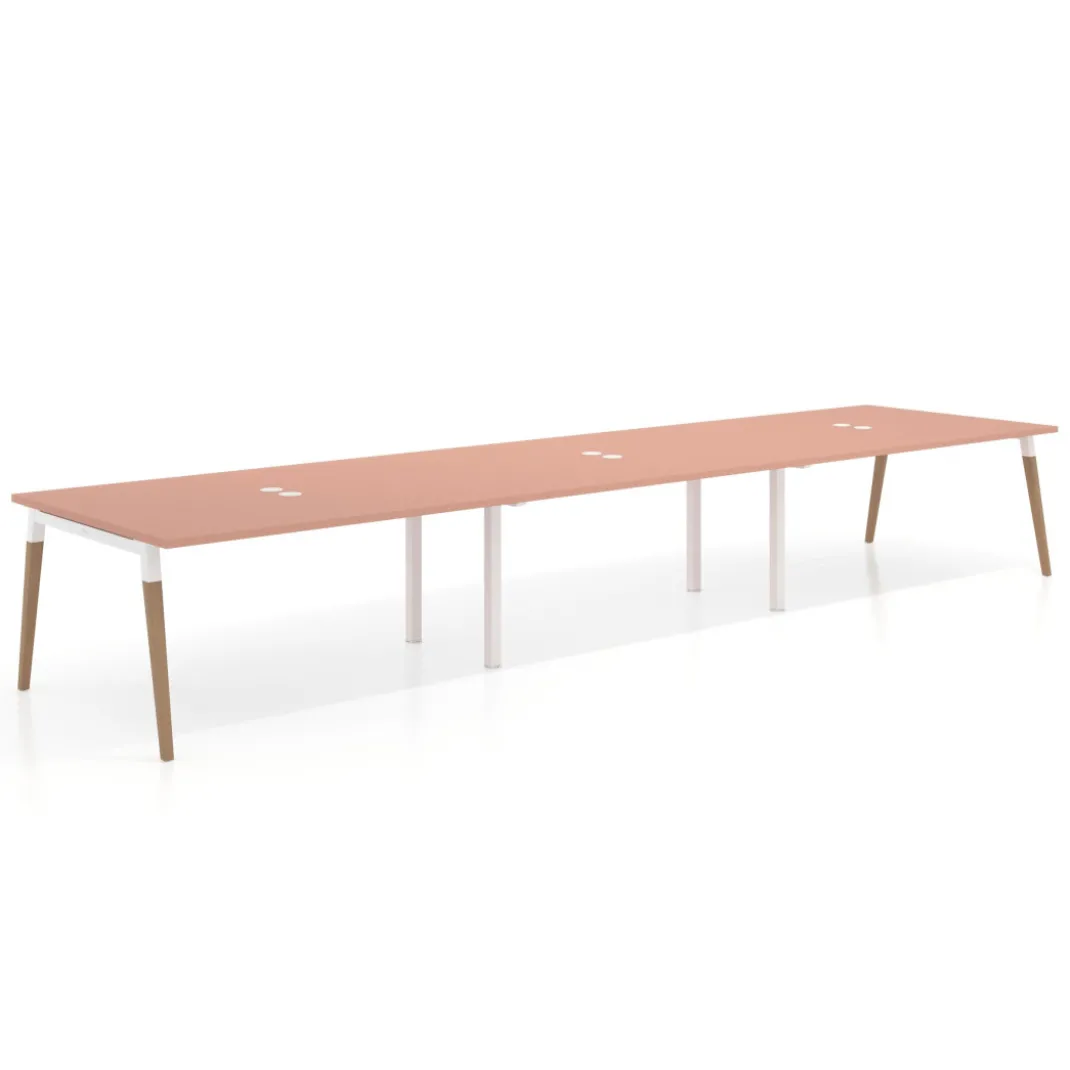Mesa para reuniones Arki triple con fondo 126 cm, coworking, sobre recto
