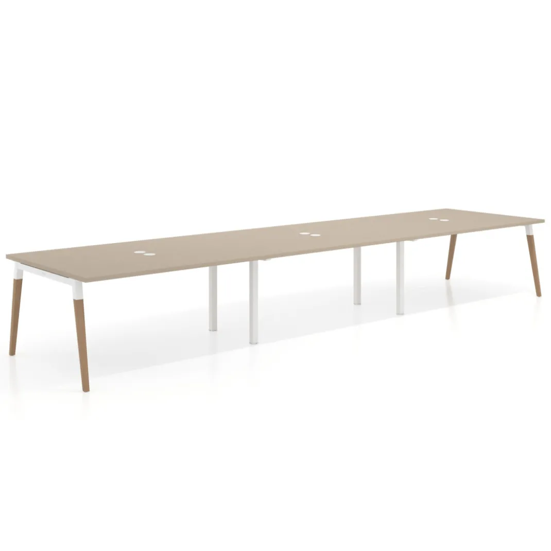 Mesa para reuniones Arki triple con fondo 126 cm, coworking, sobre recto