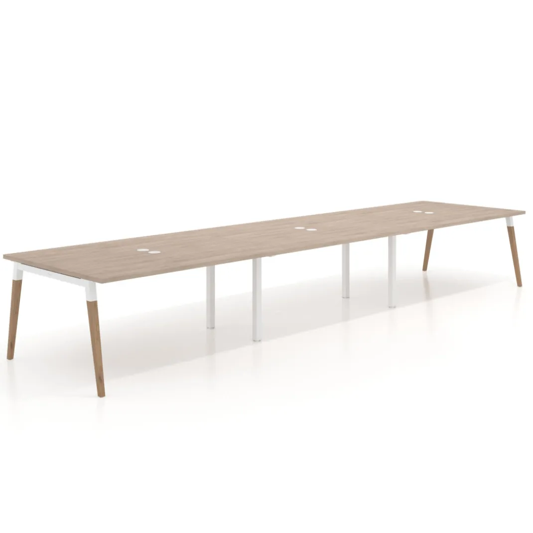 Mesa para reuniones Arki triple con fondo 126 cm, coworking, sobre recto
