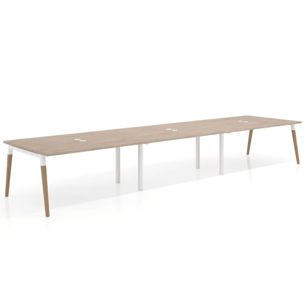 Mesa para reuniones Arki triple con fondo 126 cm, coworking, sobre recto