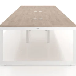 Mesa para reuniones rectangular triple, fondo 142 cm, estructura blanca