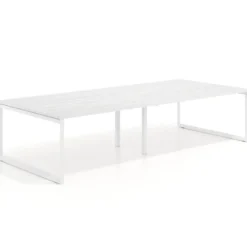 Mesa para reuniones rectangular doble, fondo 142 cm, estructura blanca