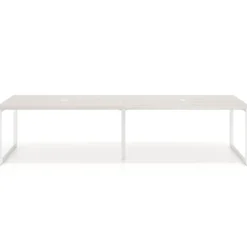 Mesa para reuniones rectangular doble, fondo 142 cm, estructura blanca