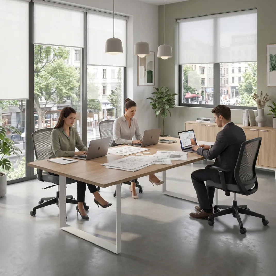 Mesa para reuniones rectangular fondo 126 cm, estructura blanca