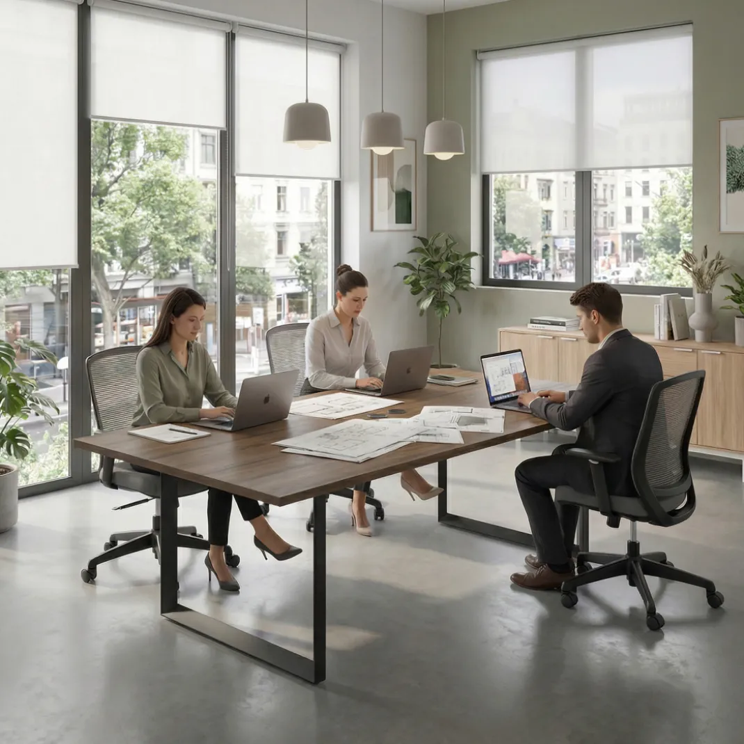 Mesa para reuniones rectangular fondo 126 cm, estructura negra