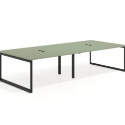 Mesa para reuniones rectangular doble, fondo 142 cm, estructura negra