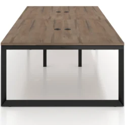 Mesa para reuniones rectangular doble, fondo 142 cm, estructura negra