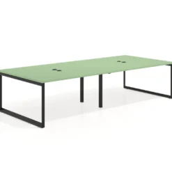 Mesa para reuniones rectangular doble, fondo 142 cm, estructura negra