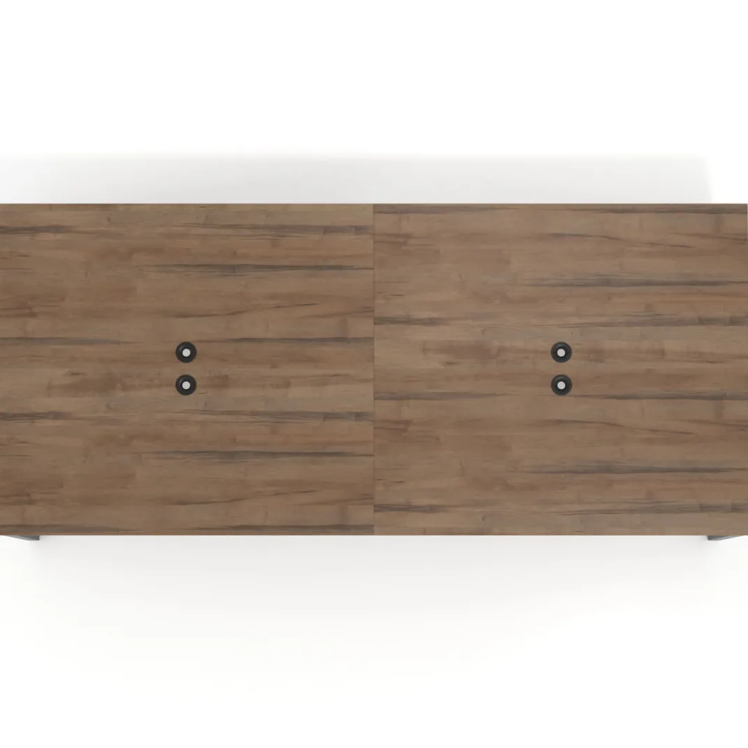 Mesa para reuniones rectangular doble, fondo 142 cm, estructura negra