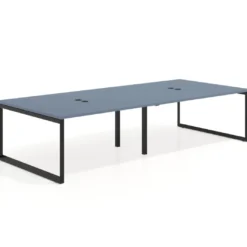 Mesa para reuniones rectangular doble, fondo 142 cm, estructura negra
