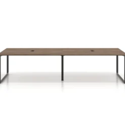Mesa para reuniones rectangular doble, fondo 142 cm, estructura negra