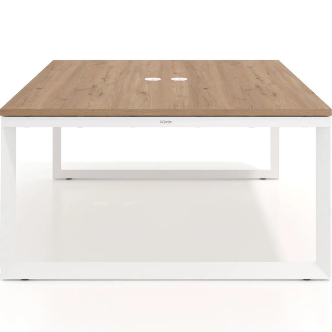 Mesa para reuniones rectangular fondo 142 cm, estructura blanca