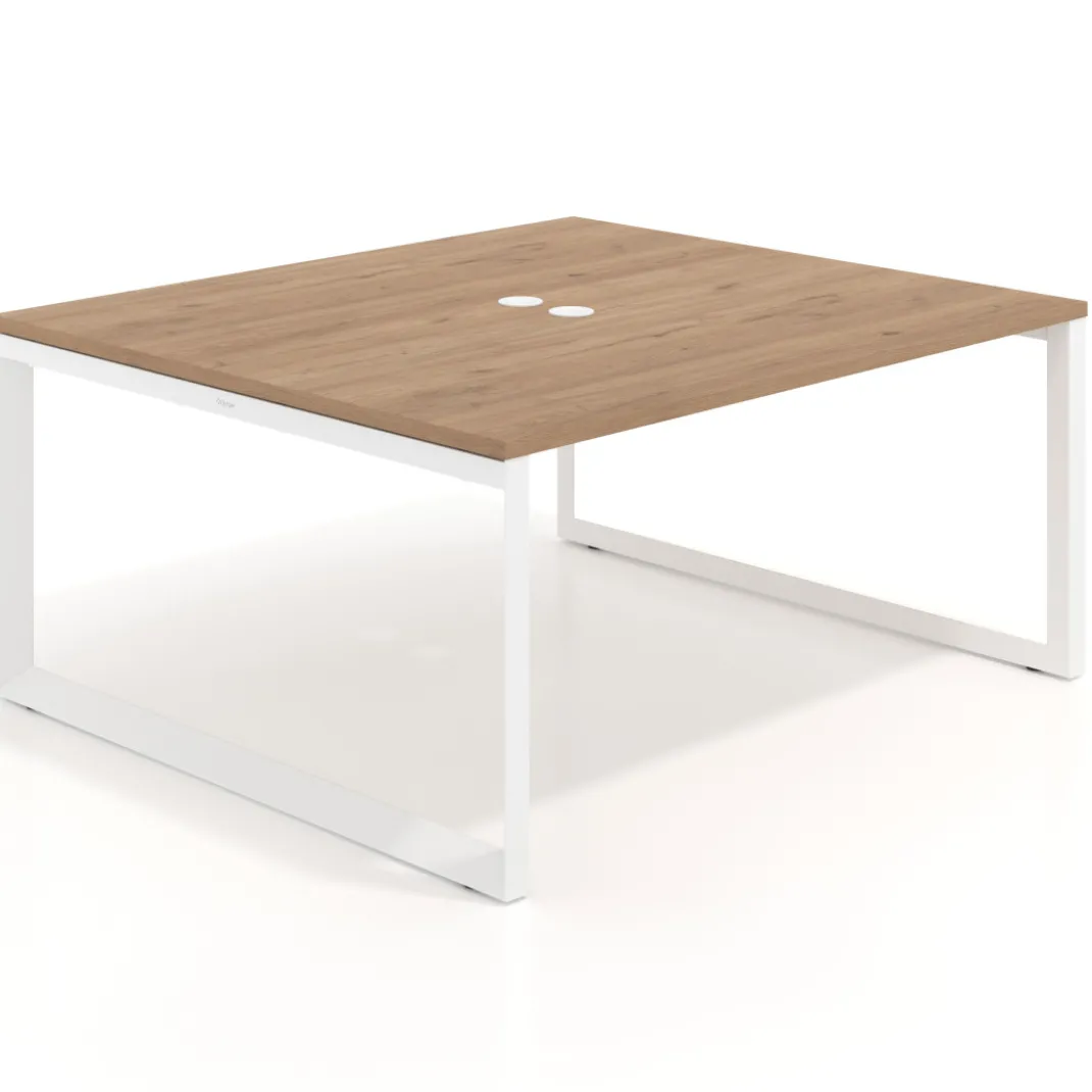 Mesa para reuniones rectangular fondo 142 cm, estructura blanca