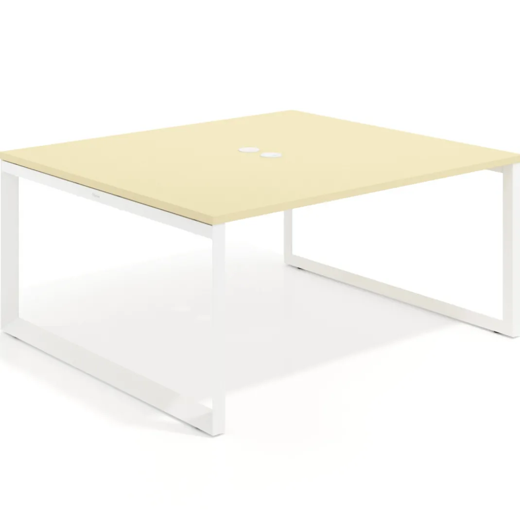 Mesa para reuniones rectangular fondo 142 cm, estructura blanca