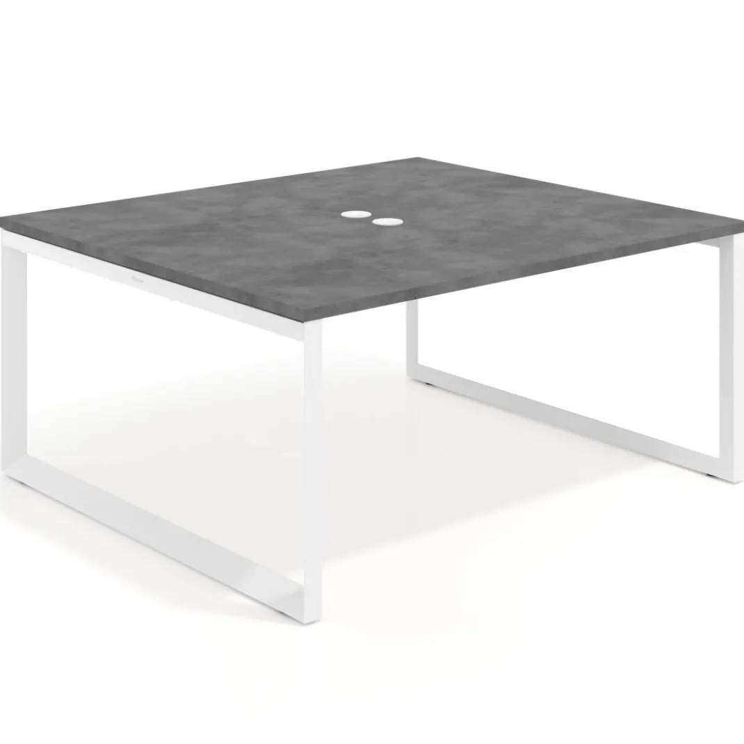 Mesa para reuniones rectangular fondo 142 cm, estructura blanca