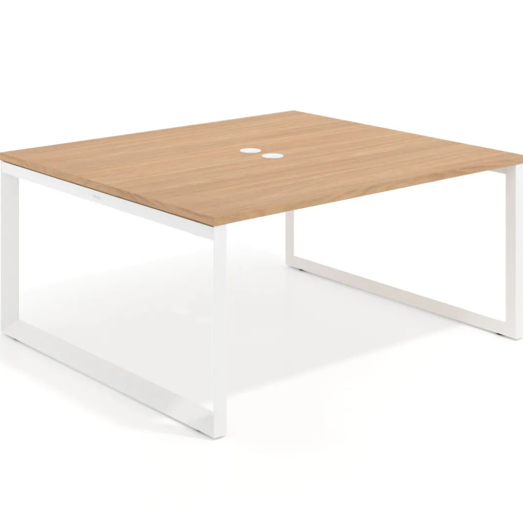 Mesa para reuniones rectangular fondo 142 cm, estructura blanca