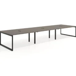 Mesa para reuniones rectangular triple, fondo 142 cm, estructura negra