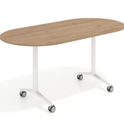 Mesa plegable pivot ovalada estructura blanco, canto 16cm
