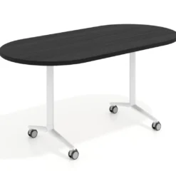 Mesa plegable pivot ovalada estructura blanco, canto 30cm