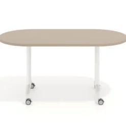 Mesa plegable pivot ovalada estructura blanco, canto 30cm