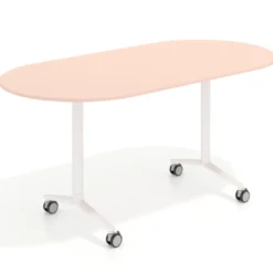 Mesa plegable pivot ovalada estructura blanco, canto 16cm