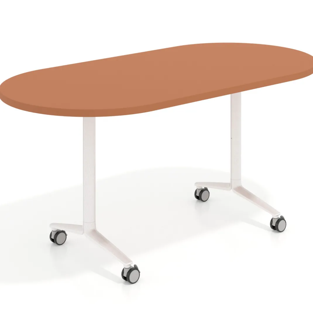 Mesa plegable pivot ovalada estructura blanco, canto 30cm