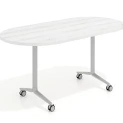 Mesa plegable pivot ovalada estructura aluminio, canto 30cm