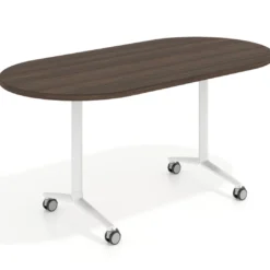 Mesa plegable pivot ovalada estructura blanco, canto 30cm