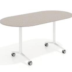 Mesa plegable pivot ovalada estructura blanco, canto 16cm