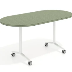 Mesa plegable pivot ovalada estructura blanco, canto 30cm