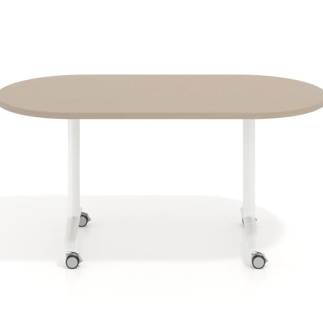 Mesa plegable pivot ovalada estructura blanco, canto 30cm