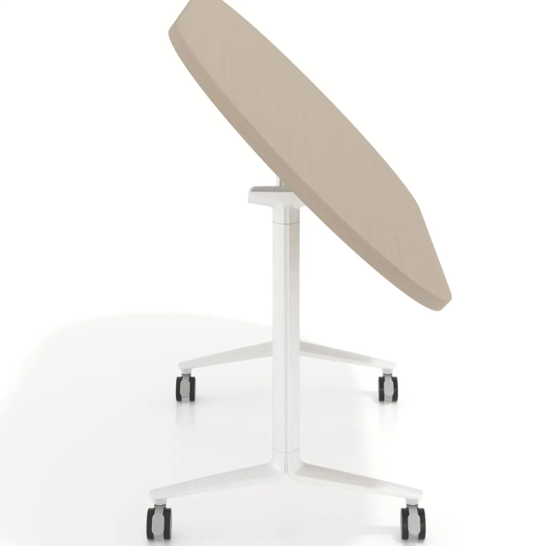 Mesa plegable pivot ovalada estructura blanco, canto 30cm