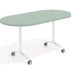 Mesa plegable pivot ovalada estructura blanco, canto 30cm