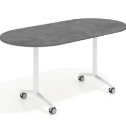 Mesa plegable pivot ovalada estructura blanco, canto 16cm