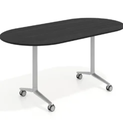 Mesa plegable pivot ovalada estructura aluminio, canto 16cm