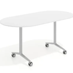 Mesa plegable pivot ovalada estructura aluminio, canto 16cm