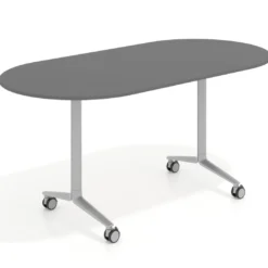 Mesa plegable pivot ovalada estructura aluminio, canto 16cm