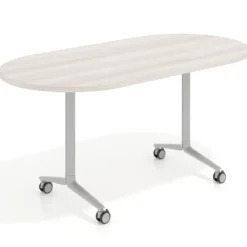 Mesa plegable pivot ovalada estructura aluminio, canto 30cm