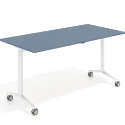 Mesa plegable pivot rectangular, estructura blanca, canto 16cm