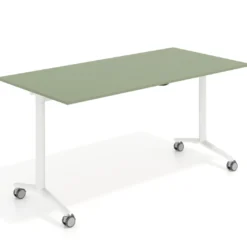 Mesa plegable pivot rectangular, estructura blanca, canto 16cm