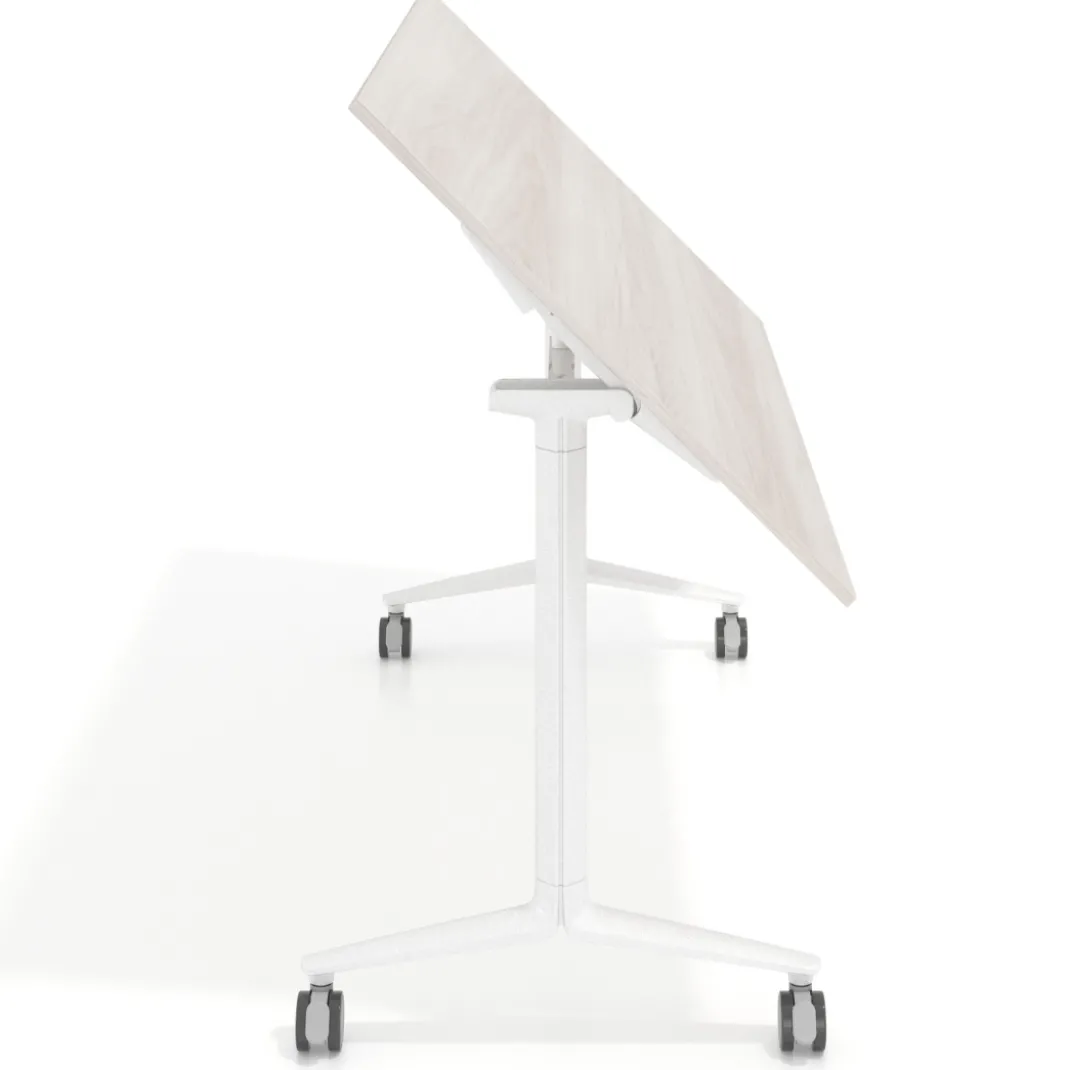 Mesa plegable pivot rectangular, estructura blanca, canto 16cm
