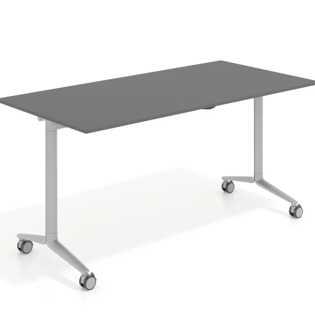 Mesa plegable pivot rectangular, estructura aluminio, canto 16cm