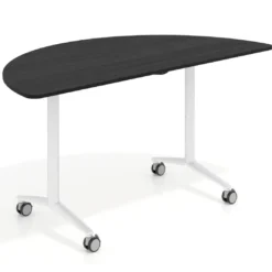 Mesa plegable pivot semicírculo estructura blanco, canto 16cm