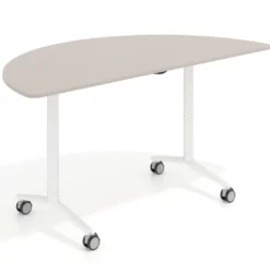 Mesa plegable pivot semicírculo estructura blanco, canto 16cm