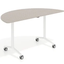 Mesa plegable pivot semicírculo estructura blanco, canto 16cm