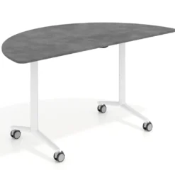 Mesa plegable pivot semicírculo estructura blanco, canto 16cm