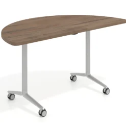 Mesa plegable pivot semicírculo estructura aluminio, canto 30cm
