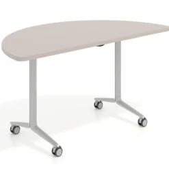 Mesa plegable pivot semicírculo estructura aluminio, canto 30cm