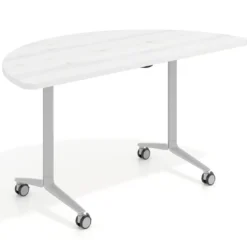 Mesa plegable pivot semicírculo estructura aluminio, canto 30cm