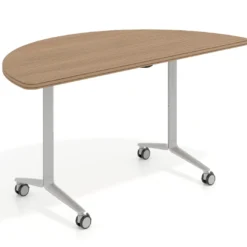 Mesa plegable pivot semicírculo estructura aluminio, canto 30cm